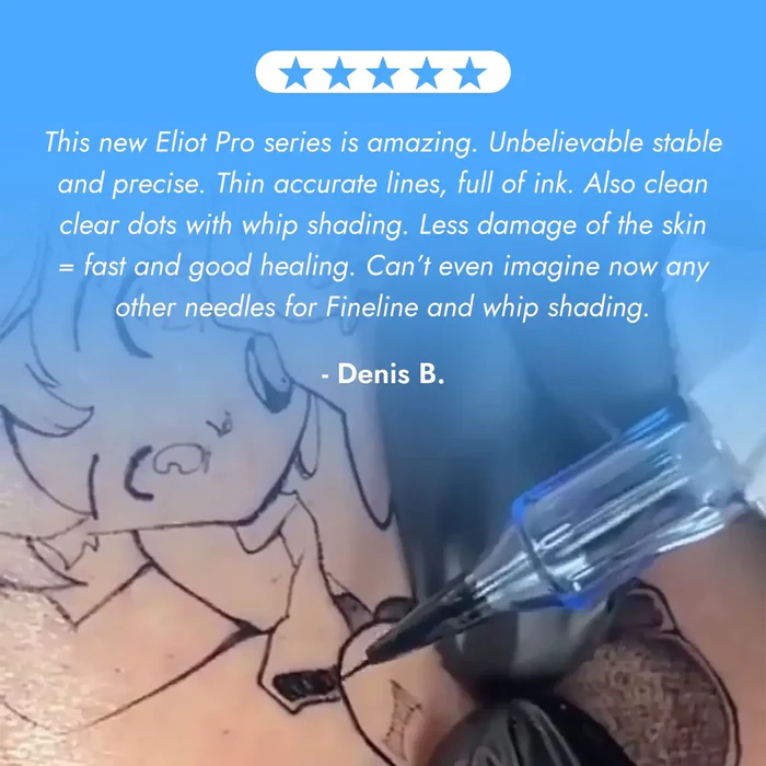 EMALLA Eliot Pro Tattoo Cartridge Needles - Round Liner Dia. 0.35mm /Extra Long Taper 7mm / Extra Tight (Box of 20)