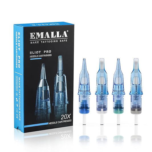 EMALLA Eliot Pro Tattoo Cartridge Needles - Round Liner Dia. 0.35mm /Extra Long Taper 7mm / Extra Tight (Box of 20)